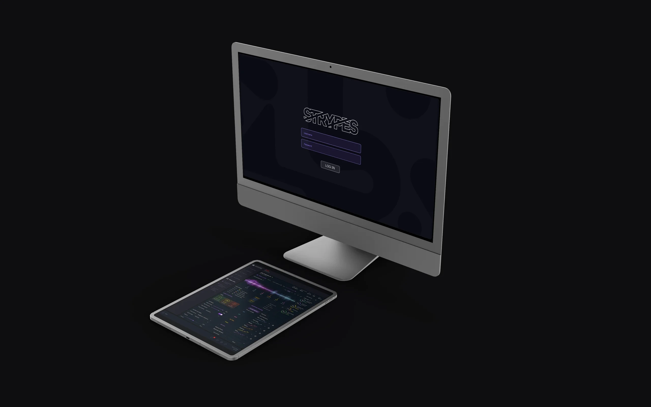STRYPES software on an iMac and a tablet