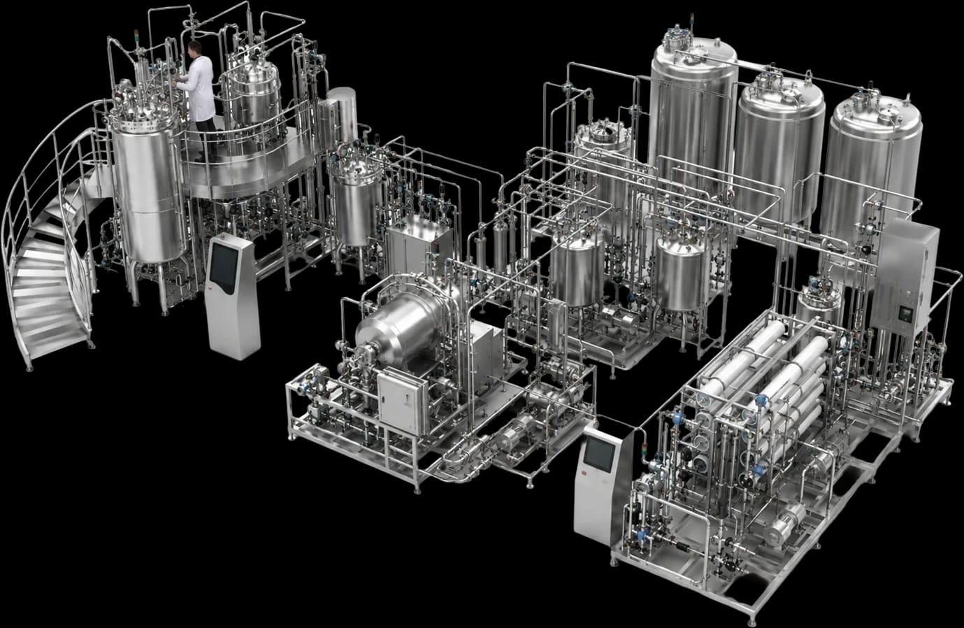 OCTO custom bioprocess plant, trimmed render